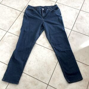 Missy 12, cotton/polyester/ Lycra sits at waist, full length